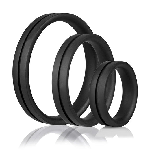 Screaming O RingO Pro X3 Super Stretchy Cock Rings Set Black - Stretchy Cock Rings