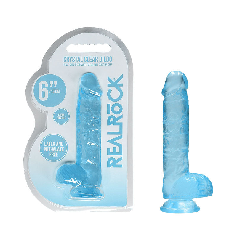 Shots Toys REALROCK Realistic Dildo With Balls Blue Realistic Dildos