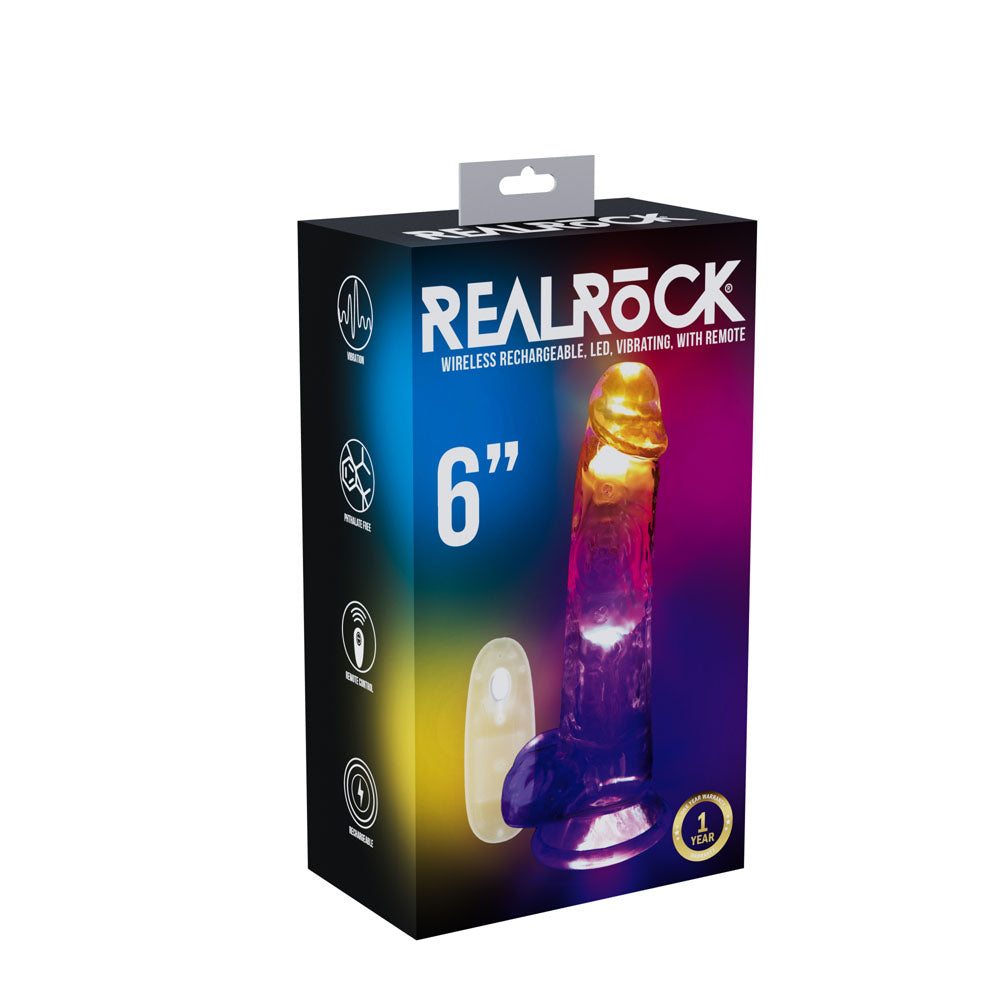 REALROCK Rechargeable LED Vibrating Dong with Balls Vibrating Dildos