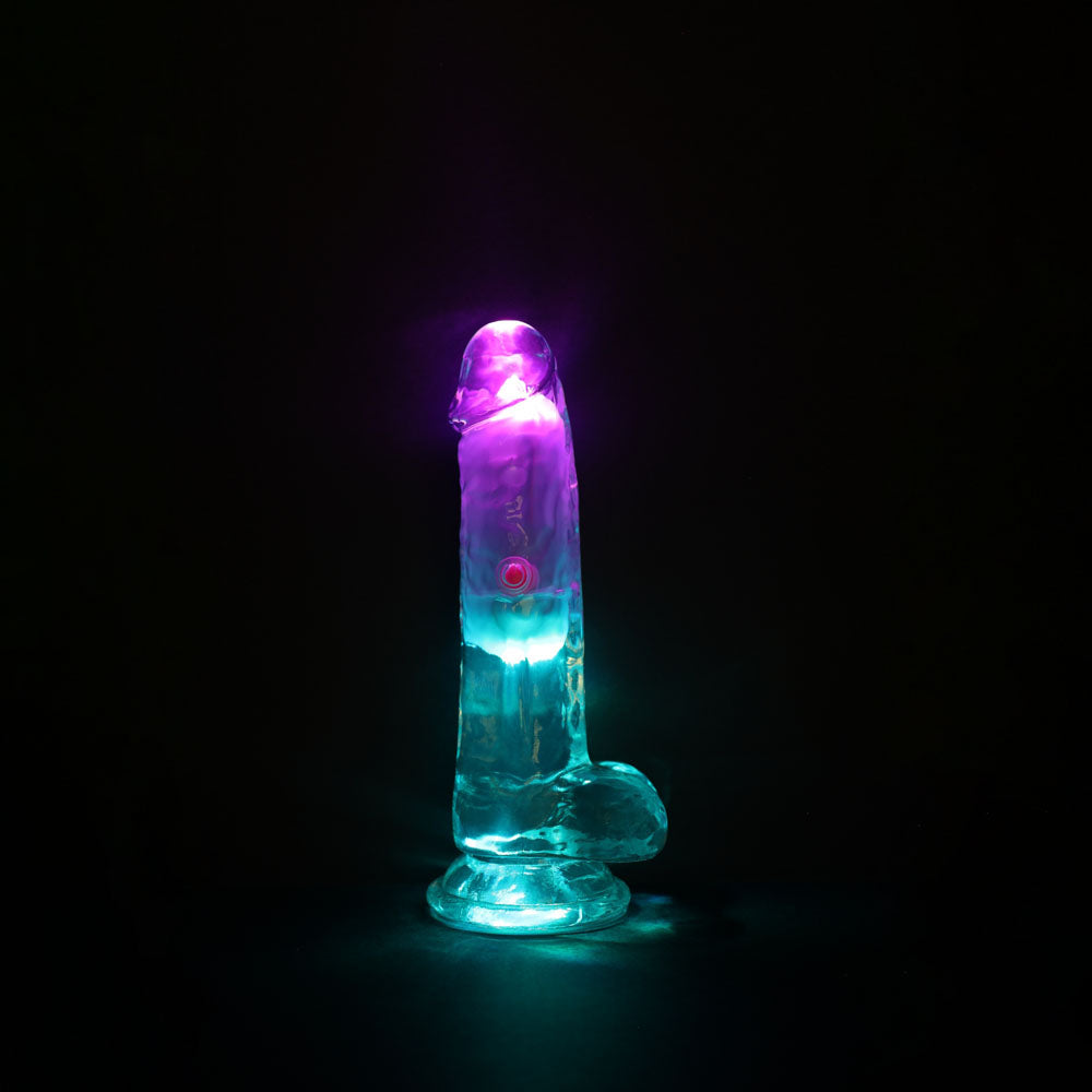 REALROCK Rechargeable LED Vibrating Dong with Balls Vibrating Dildos