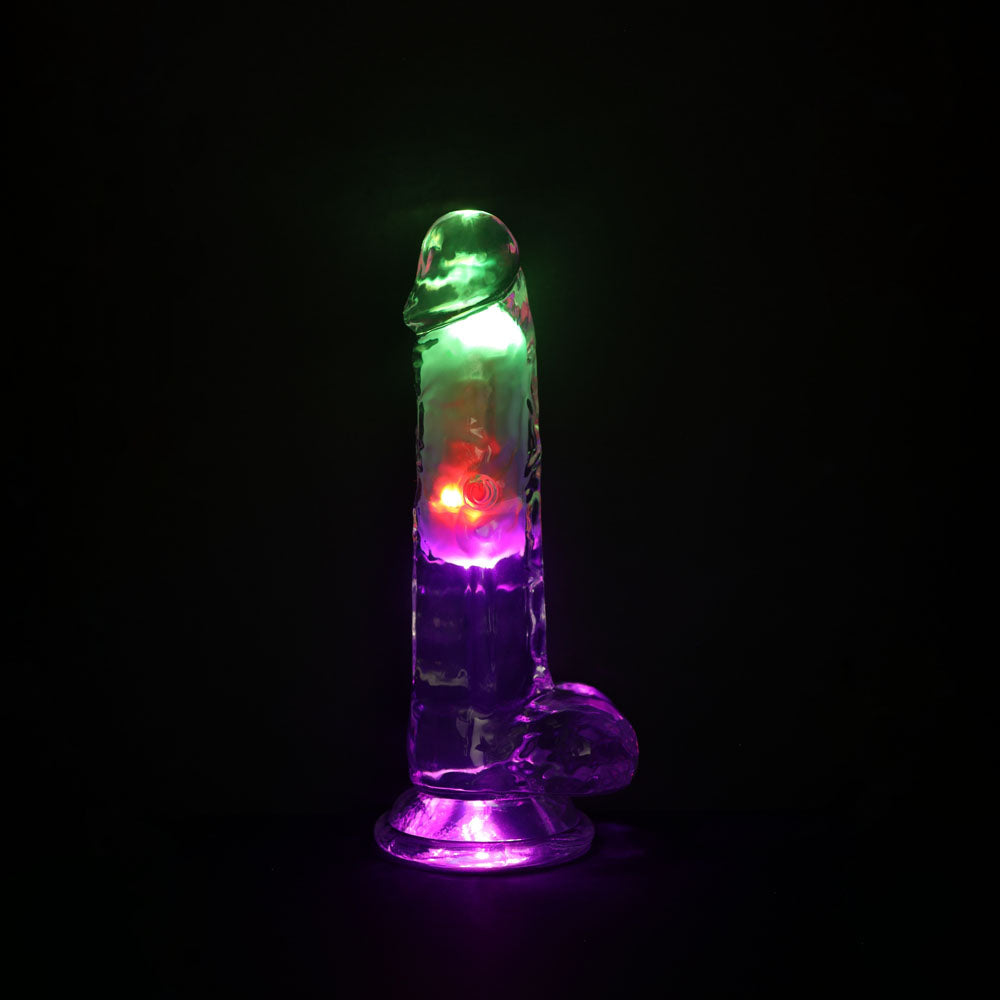 REALROCK Rechargeable LED Vibrating Dong with Balls Vibrating Dildos