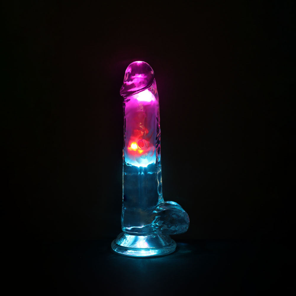 REALROCK Rechargeable LED Vibrating Dong with Balls Vibrating Dildos