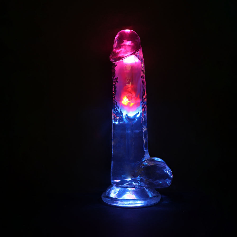 REALROCK Rechargeable LED Vibrating Dong with Balls Vibrating Dildos