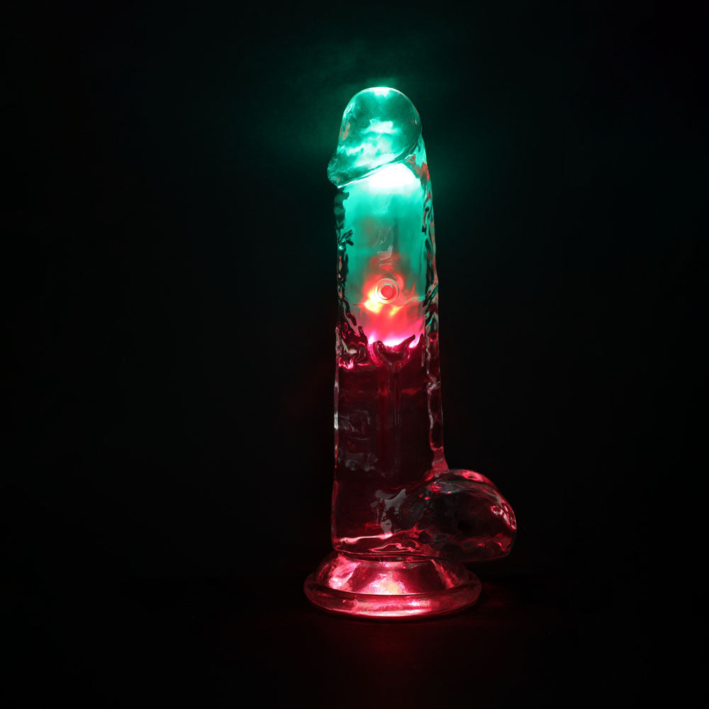 REALROCK Rechargeable LED Vibrating Dong with Balls Vibrating Dildos