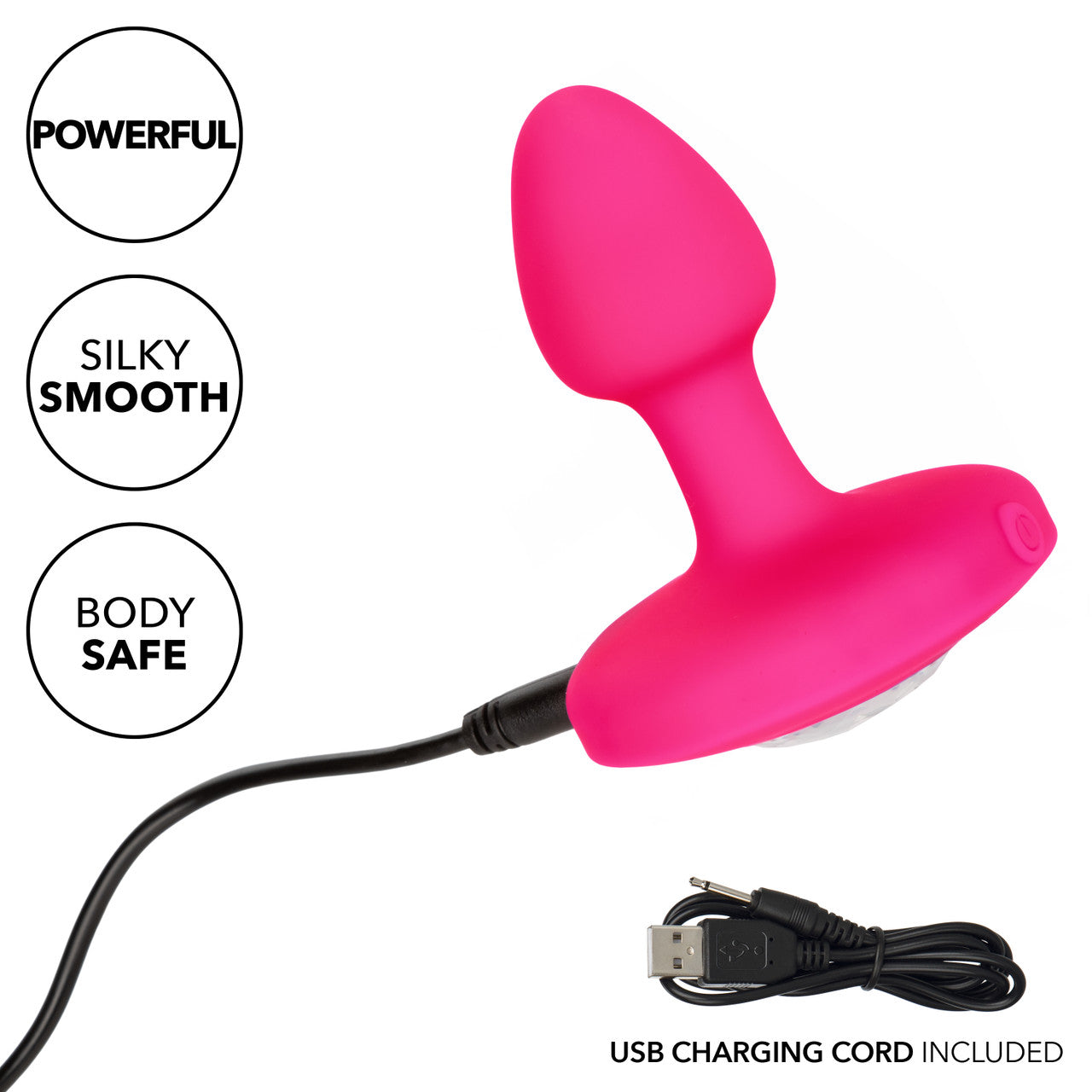 California Exotics Cheeky Gems Rechargeable Vibrating Butt Plug Pink Butt Plugs