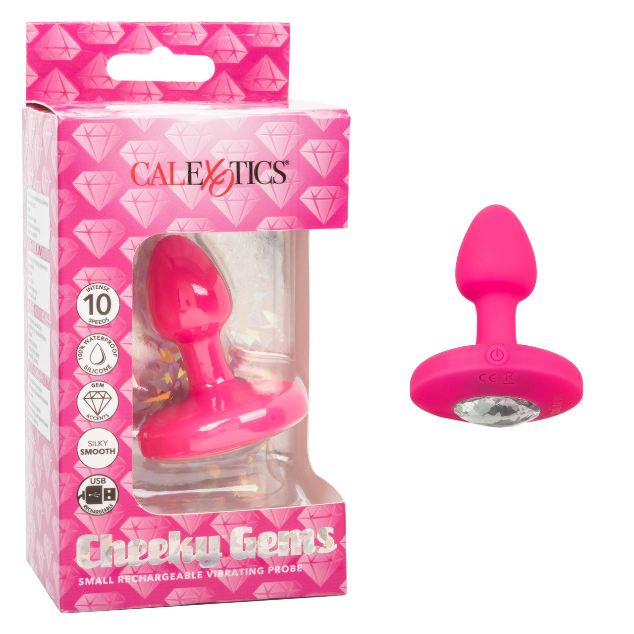 California Exotics Cheeky Gems Rechargeable Vibrating Butt Plug Pink Butt Plugs