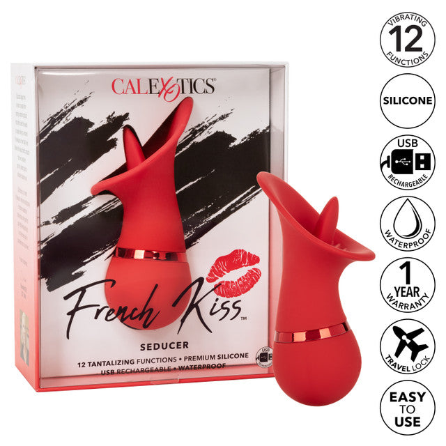French Kiss Seducer 12 Function Clitoral Massager Red Clit Ticklers and Pulsators