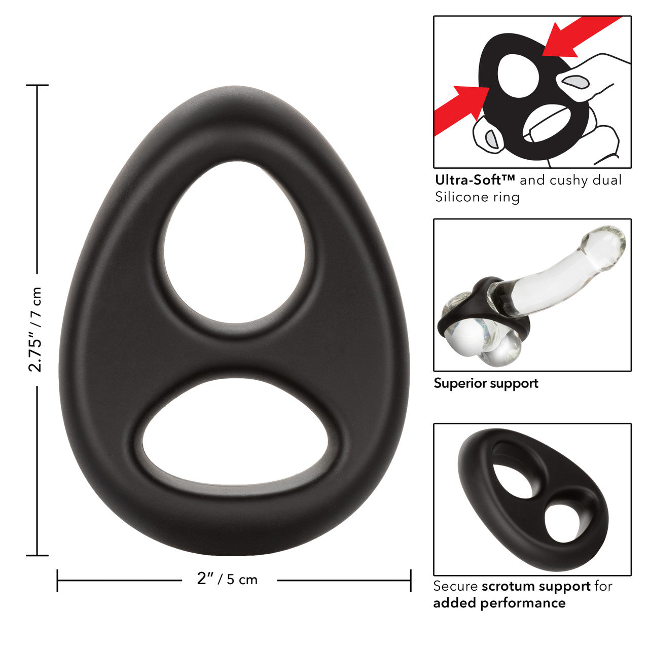 CalExotics Ultra Soft Stretchy Dual Cock Ring Stretchy Cock Rings