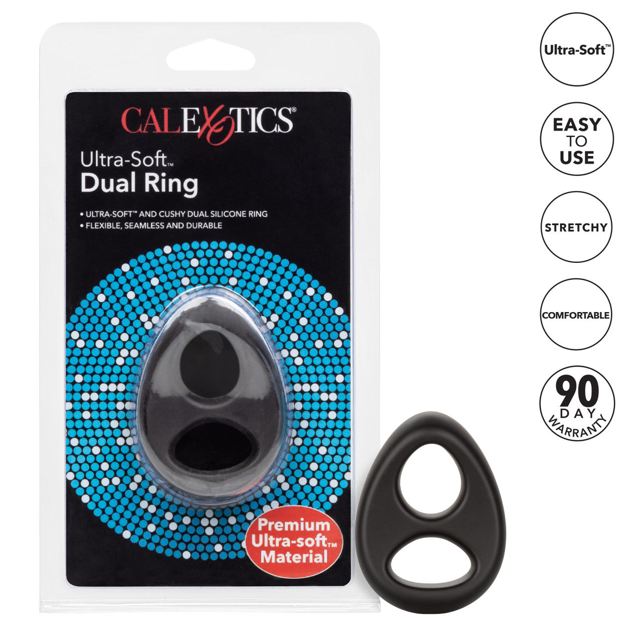 CalExotics Ultra Soft Stretchy Dual Cock Ring Stretchy Cock Rings