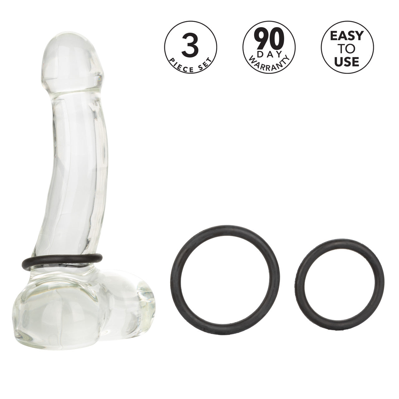 CalExotics 3 Piece Stretchy Rubber Cock Ring Set Stretchy Cock Rings