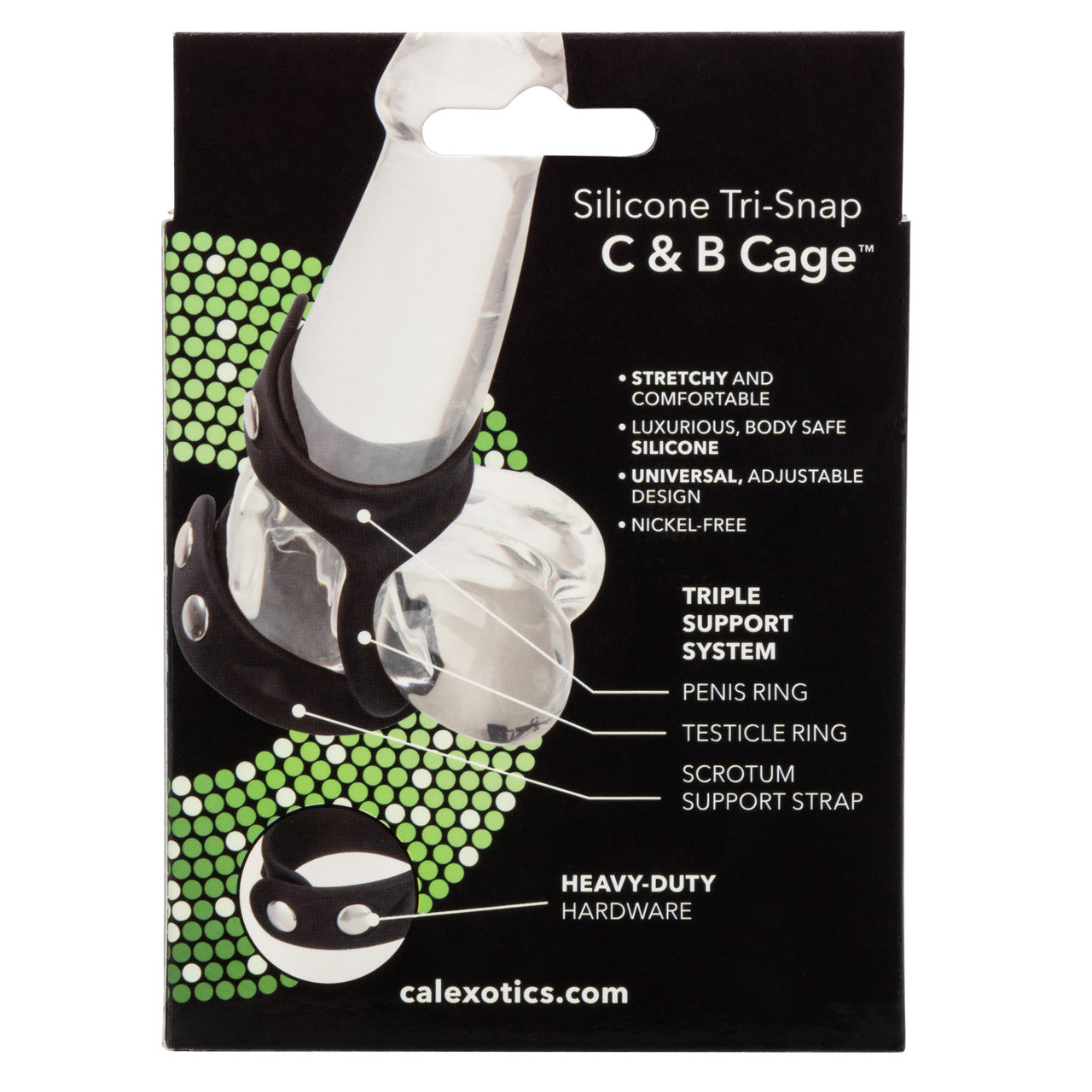 CalExotics Silicone Tri-Snap Male C and B Cage Stretchy Cock Rings
