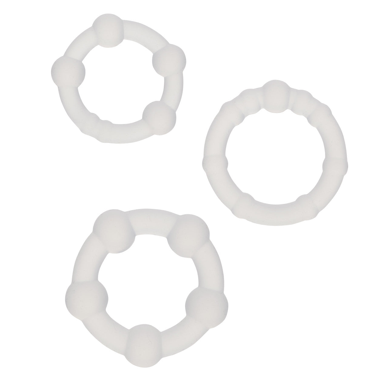 CalExotics Alpha Liquid Silicone Beaded Cock Rings Clear Cock Ring Sets