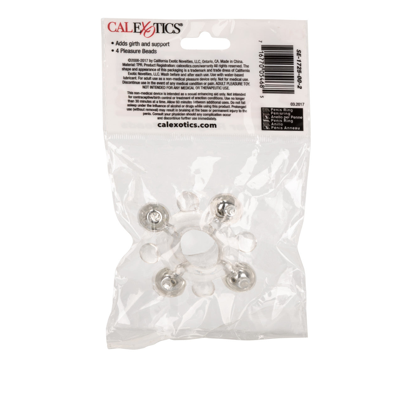 Basic Essentials Erection Enhancer Ring with Beads Stretchy Cock Rings