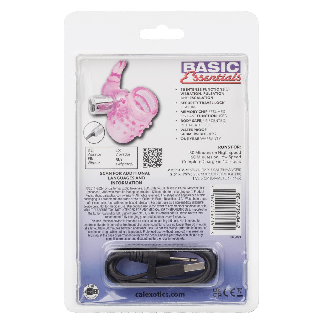 Basic Essentials Stretchy Vibrating Bunny Enhancer Cock Rings