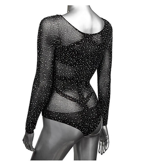 Radiance Plus Size Long Sleeve Mesh Bodysuit And Thong - Teddies and Bodysuits