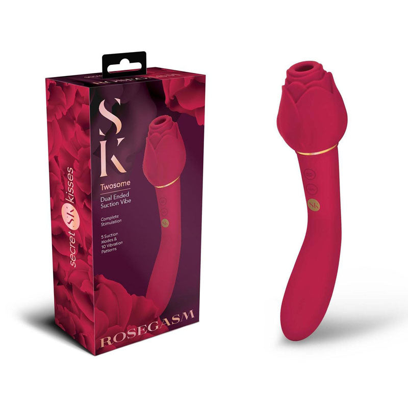 Secret Kisses ROSEGASM TWOSOME Air Pulsation Stimulator & Vibrator Rose Red Clit Ticklers and Pulsators