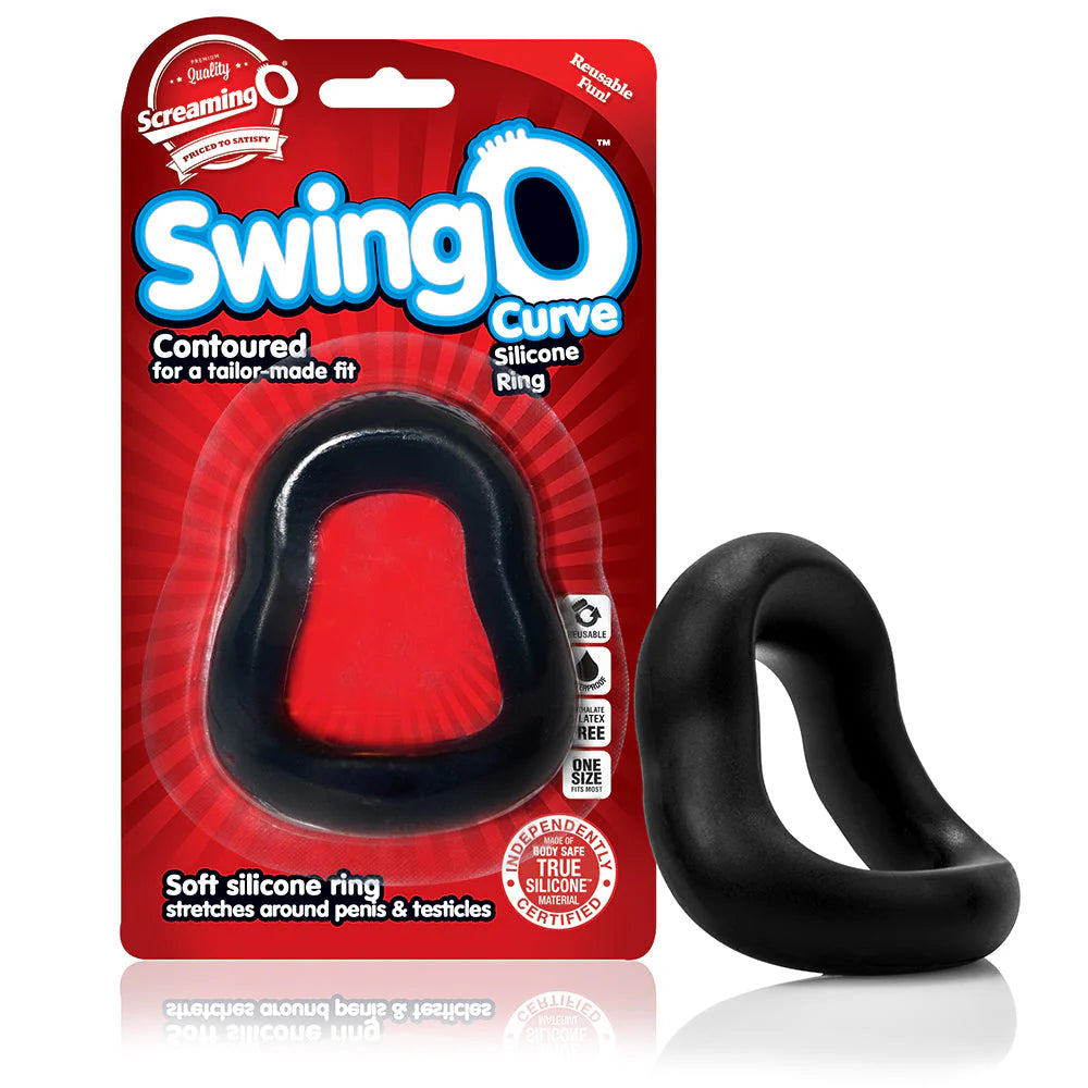 Screaming O SwingO Curve Silicone Stretchy Penis Ring Black Stretchy Cock Rings