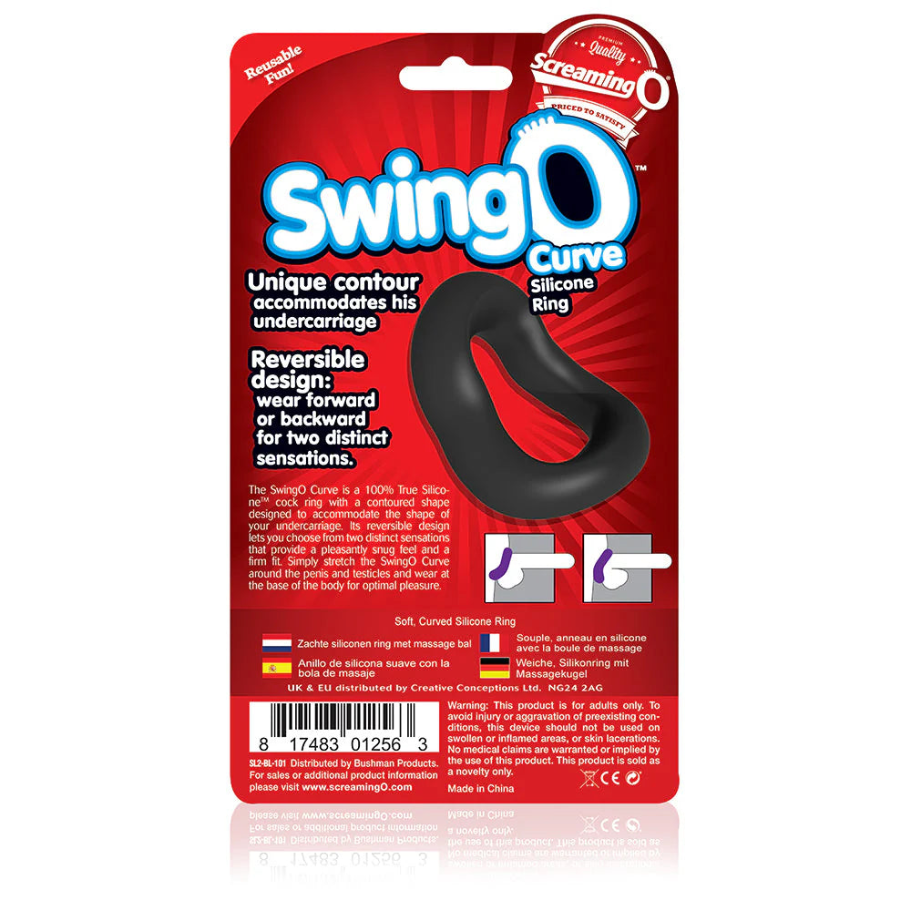 Screaming O SwingO Curve Silicone Stretchy Penis Ring Black Stretchy Cock Rings