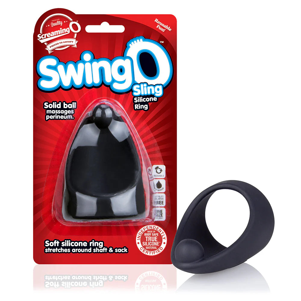 Screaming O SwingO Sling Stretchy Silicone Cock Ring Black Stretchy Cock Rings