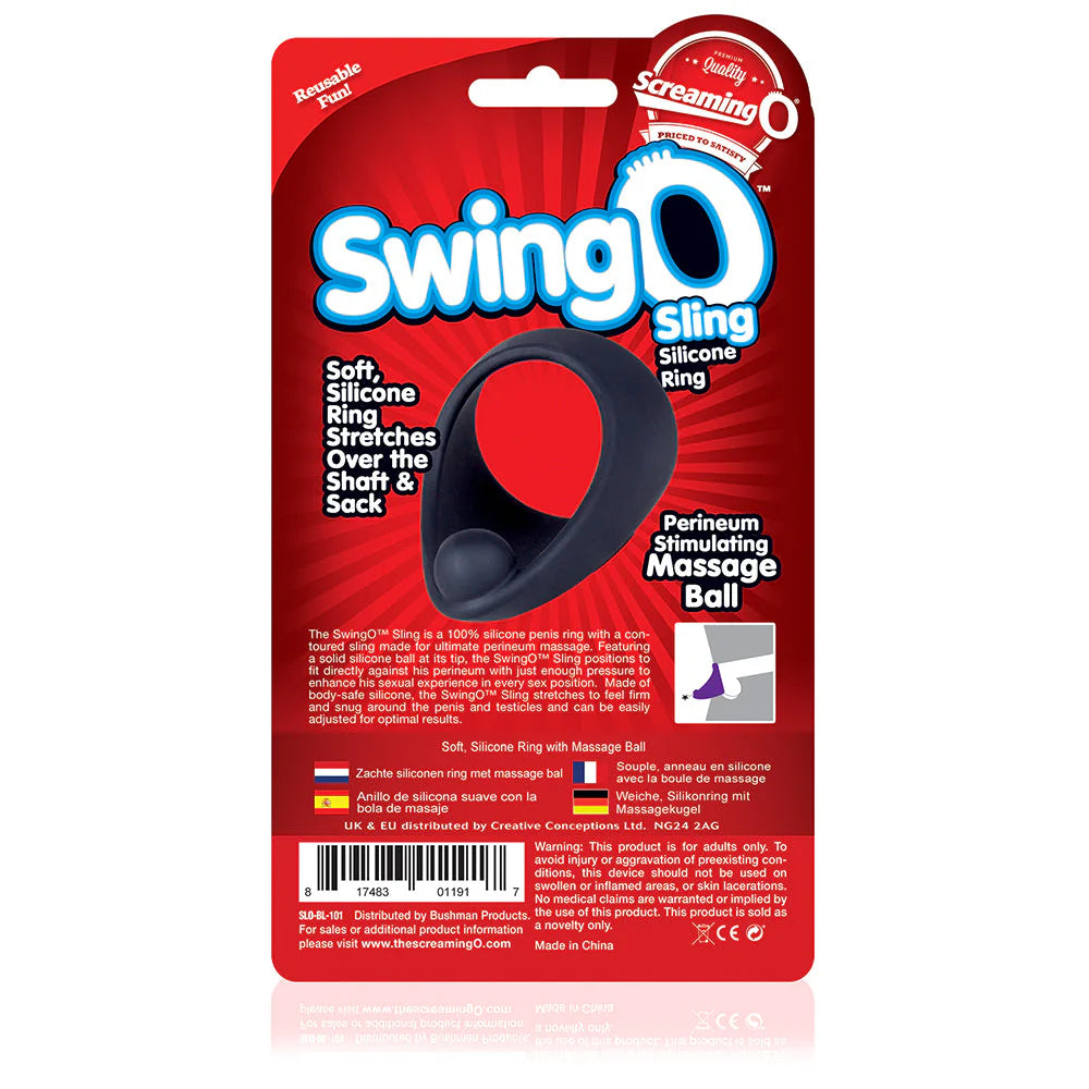 Screaming O SwingO Sling Stretchy Silicone Cock Ring Black Stretchy Cock Rings