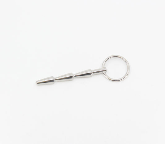 Love In Leather Solid Ridged Penis Plug With Ring - Urethral Sounds