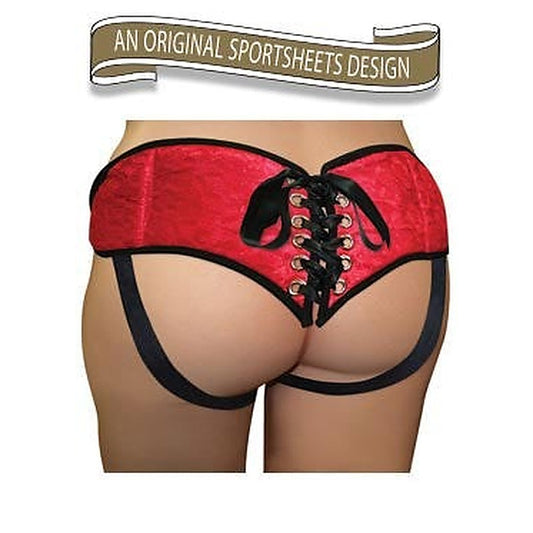 Sportsheets Plus Size Red Lace with Satin Corsette Strap-On