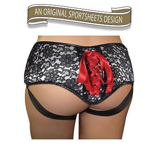 Sportsheets Plus Size Grey & Black Lace Corsette Strap-On