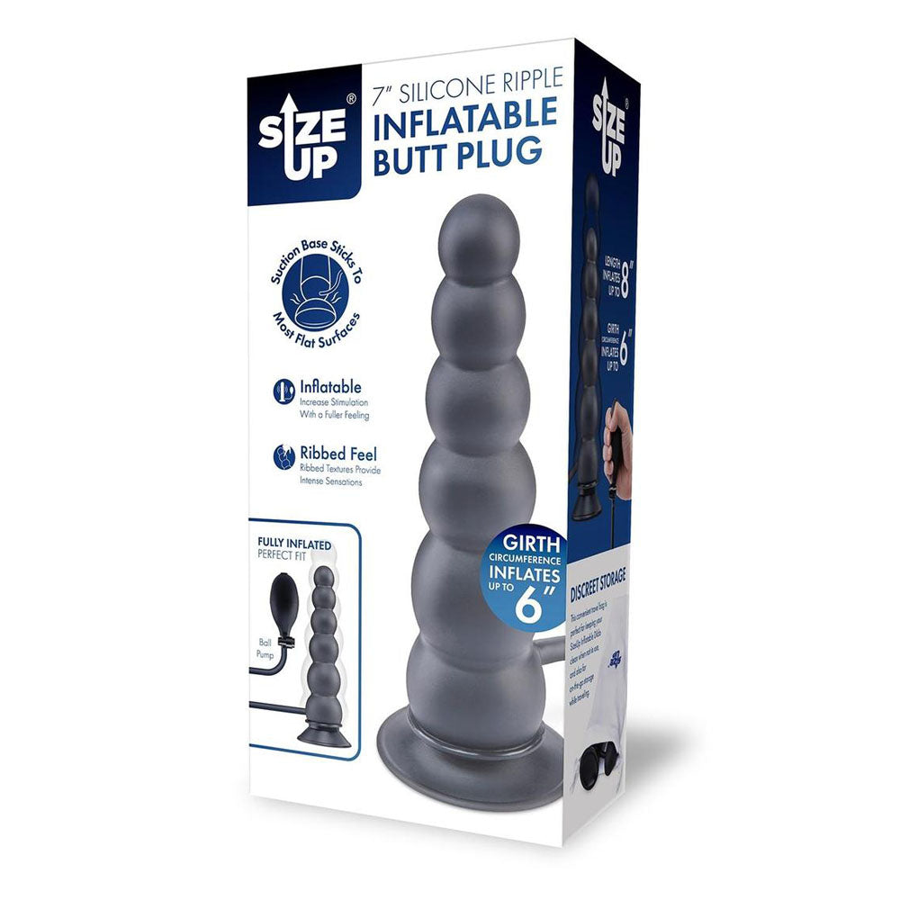 Xgen Size Up Ripple Inflatable Butt Plug Black Butt Plugs