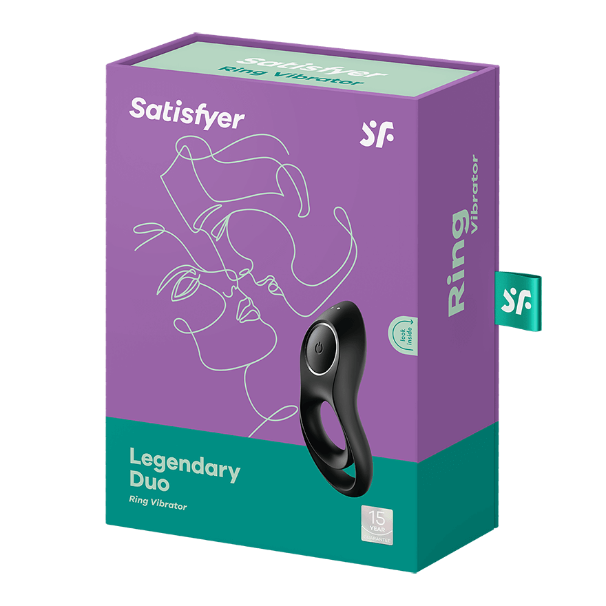 Satisfyer Legendary Duo Vibrating Silicone Cock Ring Black Ball and Cock Toys