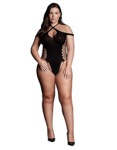 Le Desir Shade Leda XIII Body with Crossed Neckline and Off Shoulder Straps Black Teddies and Bodysuits