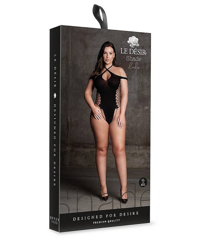 Le Desir Shade Leda XIII Body with Crossed Neckline and Off Shoulder Straps Black Teddies and Bodysuits