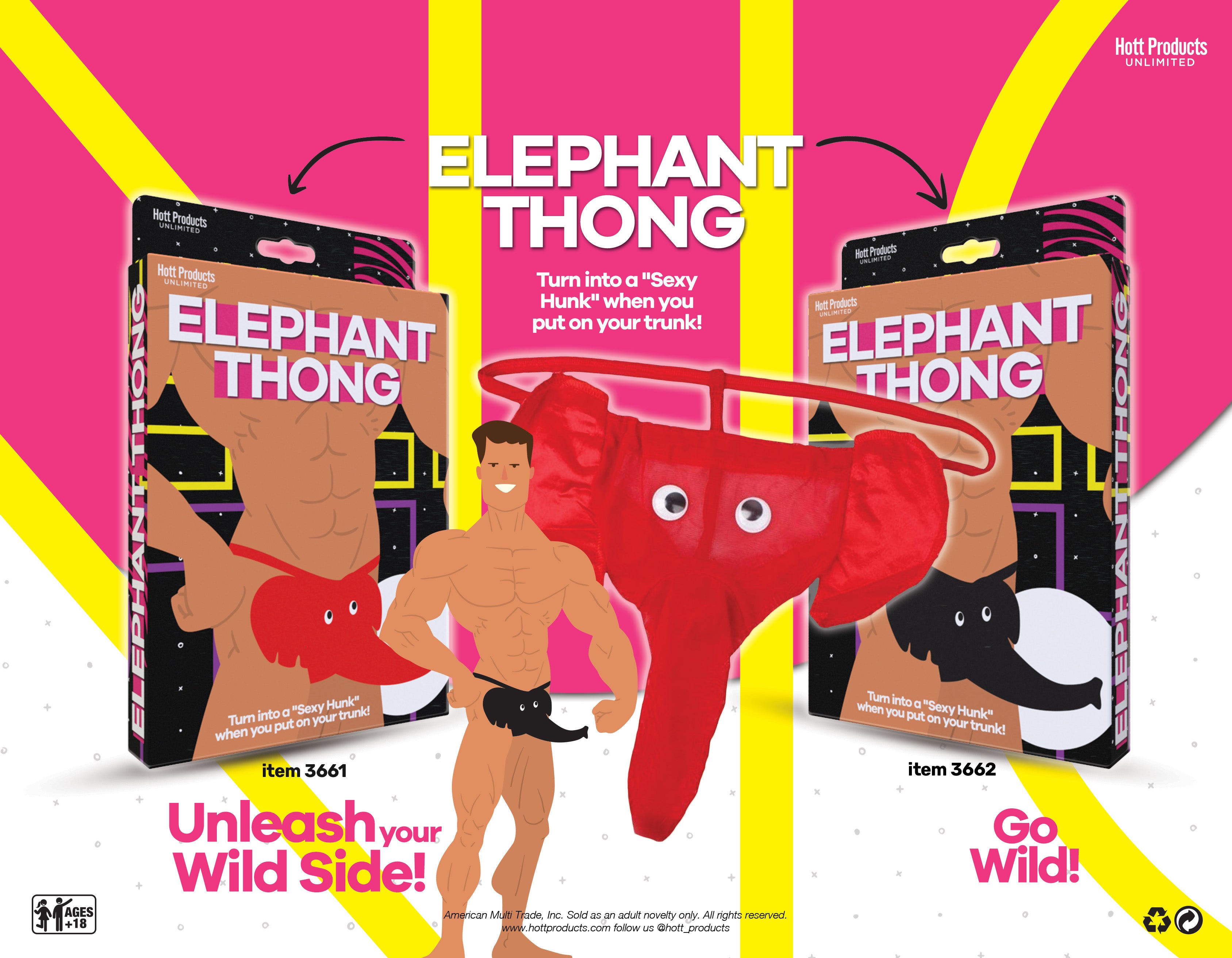 Hott Products Cotton with Stretch Waistband Elephant Thong Party Gifts and Novelties