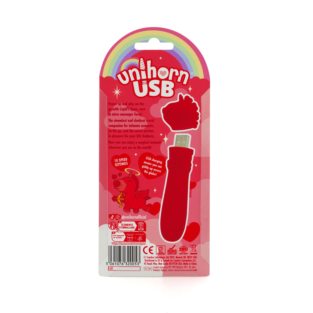 Unihorn Cupid's Beau USB Bullet Red Bullet Vibrators