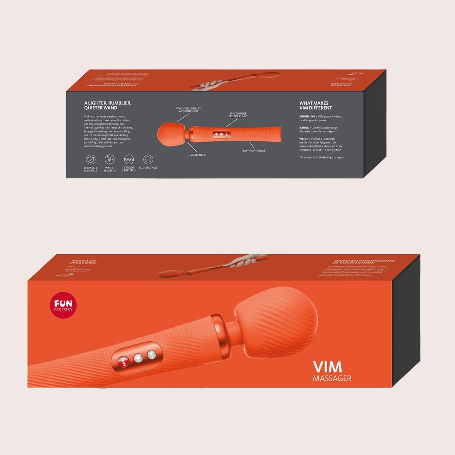 Fun Factory VIM Rechargeable Rumbling Body Wand Massager Body Wands