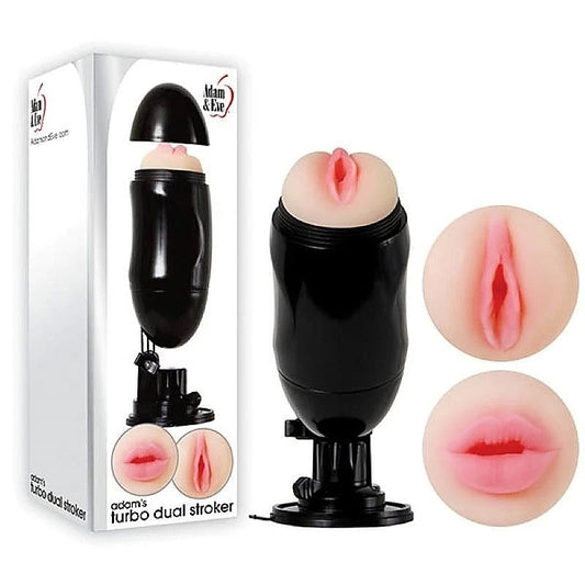 Adam & Eve's Turbo Dual Stroker - Indulge in Realistic Fellatio Fantasies - Masturbators and Strokers