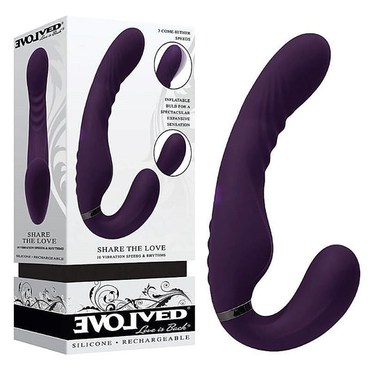 Evolved Share The Love - Inflatable, Vibrating Strap-On Delight - Strap On Sextoys