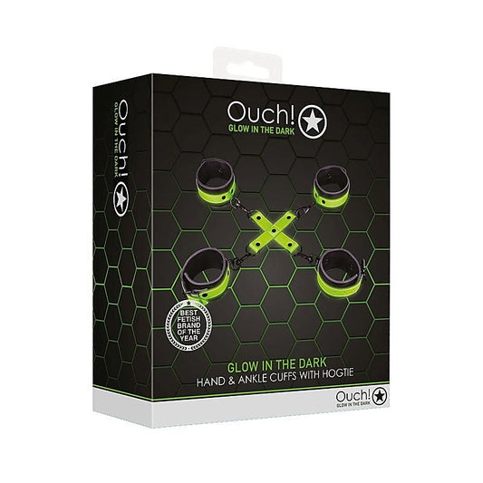 OUCH! Glow in Dark Hand & Ankle Cuffs with Hogtie