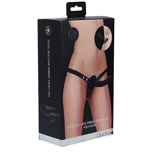 OUCH! Dual Silicone Ribbed Strap-On - Unforgettable Intimate Delight
