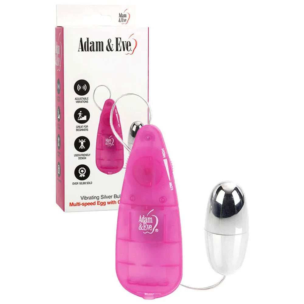 Adam & Eve VIBRATING SILVER BULLET Vibrator 2.0 with Remote - Bullet Vibrators