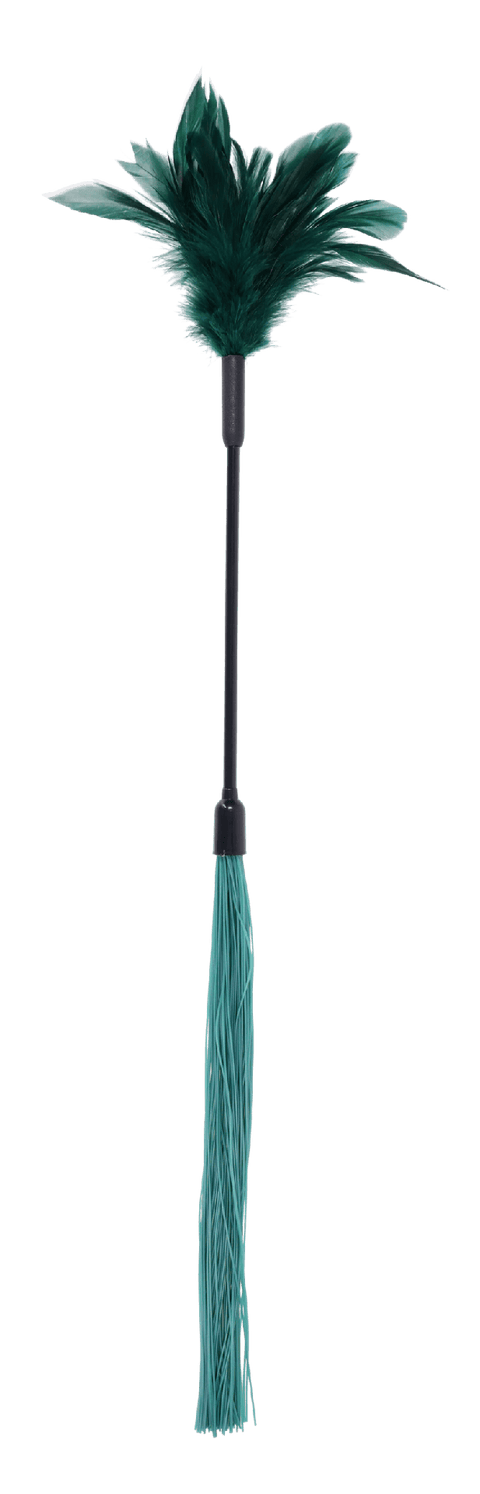 Sex & Mischief Indica Feather Tickler Whip Green - Whips And Crops