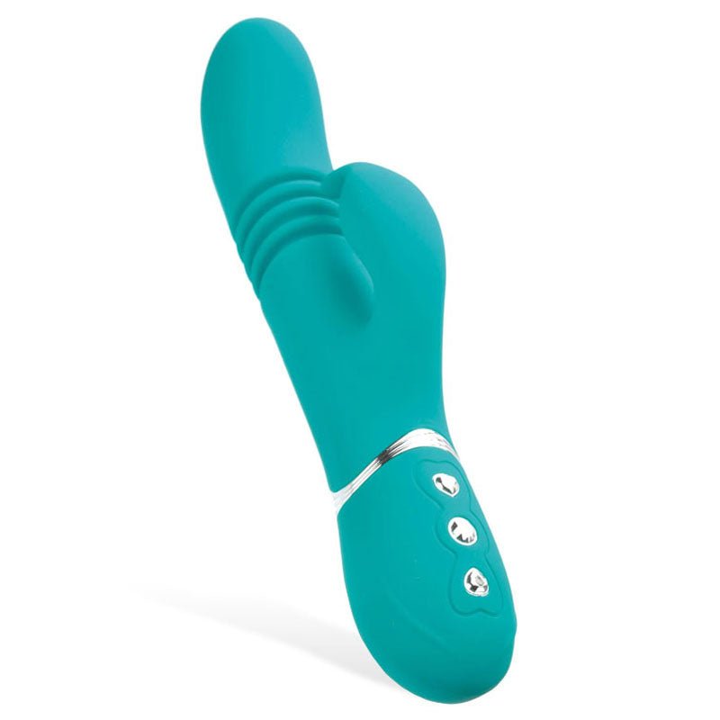 Adam and Eve Eve's USB Rechargeable Thrusting Rabbit Vibrator Green Rabbit Vibrators