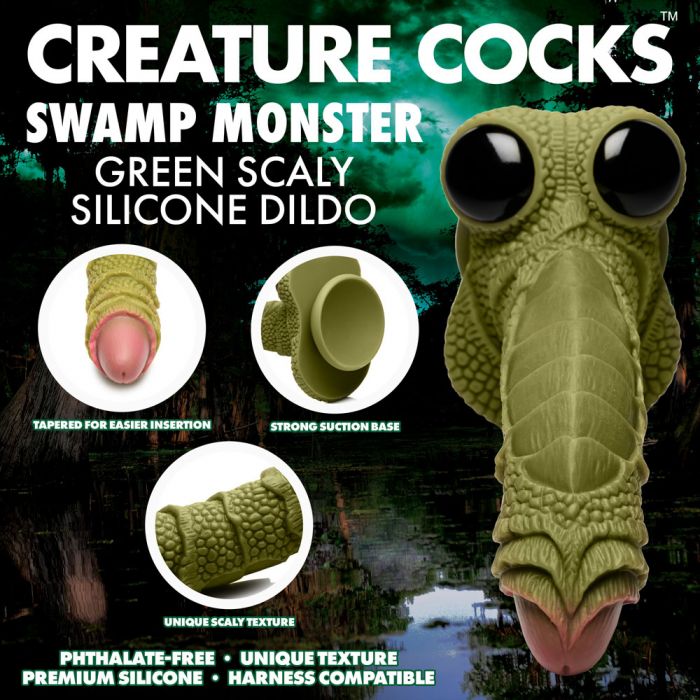 XR Brands Creature Cocks Swamp Monster Fantasy Dildo Green 23.9cm Realistic Dildos