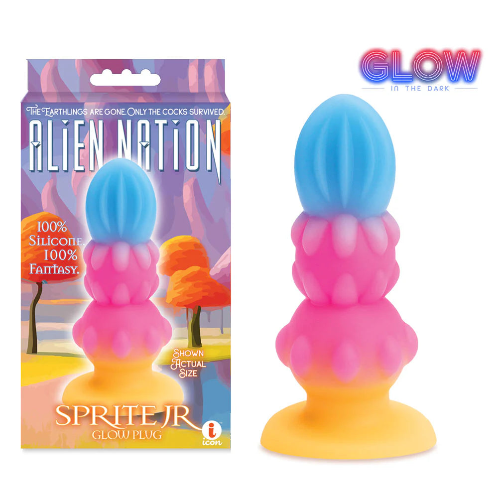 Glow-in-Dark Alien Pleasure Anal Plug - 3 Textured Sections Butt Plugs