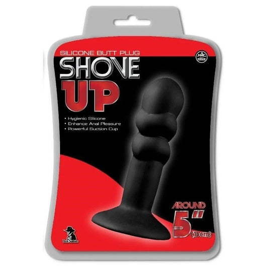 Shove Up 5" Silicone Butt Plug with Suction Cup Black - Butt Plugs