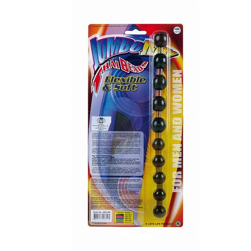 Jumbo Jelly Thai Beads Black Butt Plugs