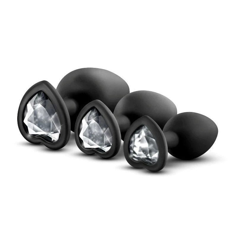 Luxe Bling Plugs Training Kit with White Gems Butt Plugs