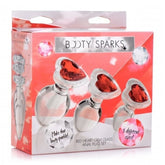 Booty Sparks Red Heart Gem Glass Anal Plug Set Butt Plugs