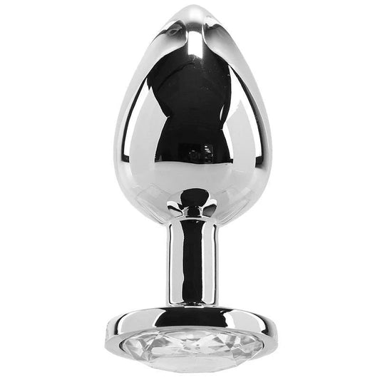 Smooth Aluminum Anal Ecstasy - Clear Gem Plug - Butt Plugs