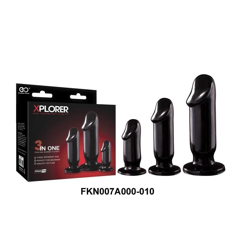 Xplorer Anal Training Cock Plug Kit - Black Butt Plugs