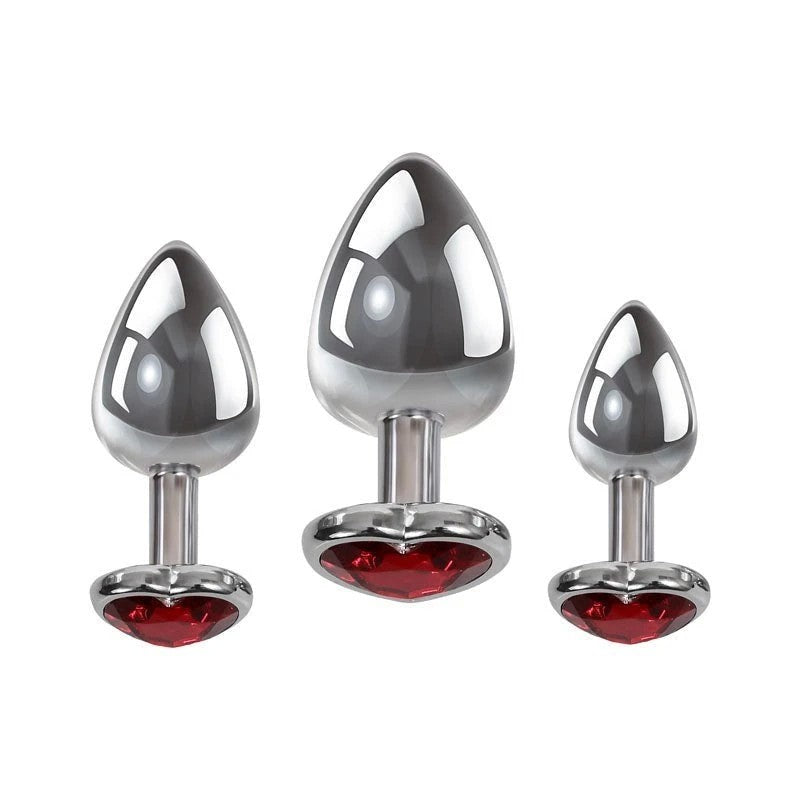 Luxurious Three Hearts Gem Anal Plug Collection Butt Plugs
